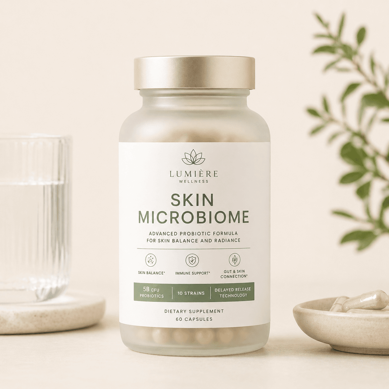 Skin Microbiome - Probiotische ondersteuning voor huidbalans en dagelijkse glow.