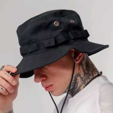 Newest Four Seasons Cotton Solid Bucket Hat with Small Pocket Fisherman Hat Outdoor Travel Sun Cap for Men and Women